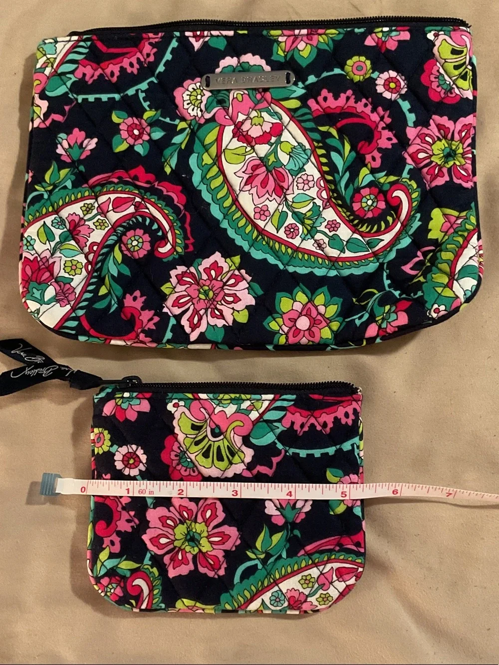 Vera Bradley Parisian Paisley Quilted Zip Pouch Set